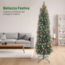 Albero di Natale Innevato 180 cm con 200 Luci LED con 42 Pigne e 42 Grappoli di Bacche Verde e Argento      