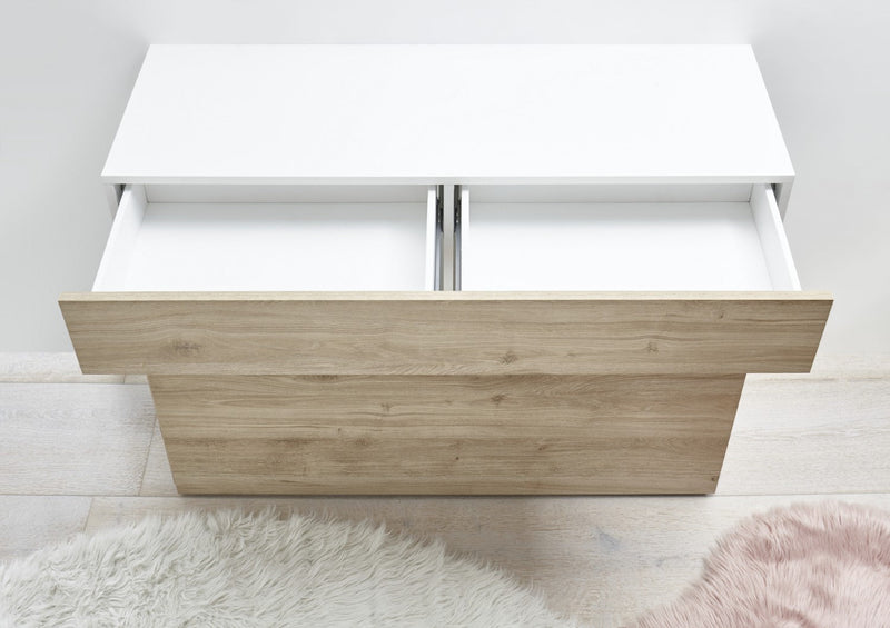 Credenza Mobile Soggiorno 1 Anta 2 Vani 111x42x82 cm TFT Akira Bianco e Cemento