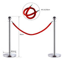 2 Colonnine Separacode Silver con Corda Rossa in Acciaio Inox Ø32x95 cm 