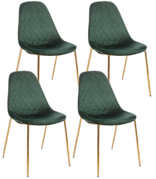acquista Set 4 Sedie Imbottite 48x55x85 cm Terry in Velluto Verde Scuro