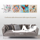 Stampa su Tela Astratta 60x60 cm 4 Pezzi in Legno di Pino