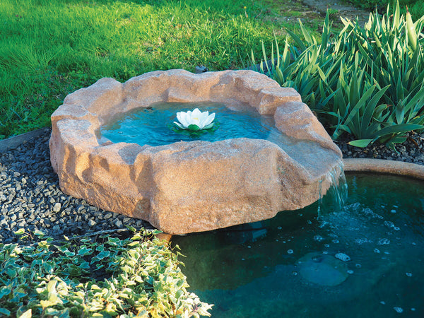 sconto Roccia Artificiale con Sorgente 75x90x20 cm per Laghetti da Giardino in Vetroresina