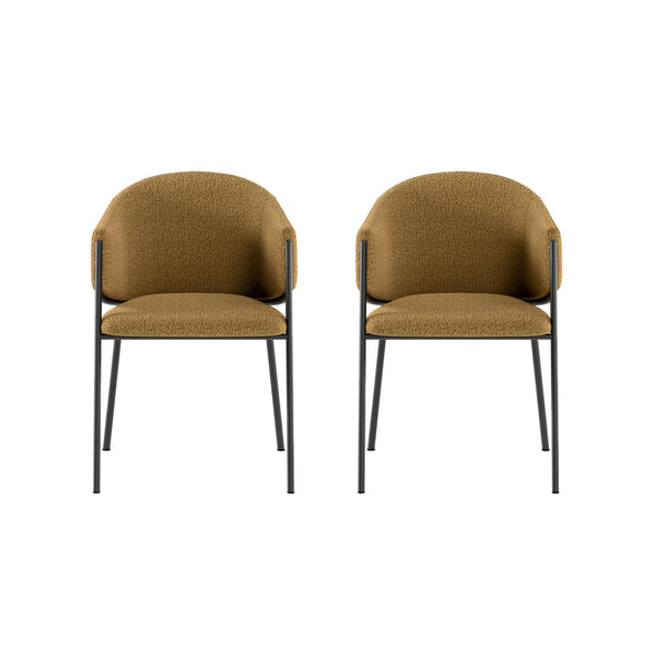 Set 2 Sedie Medea 53x60x78 cm in Tessuto Easy-Clean Bouclé Ocra sconto