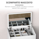 Consolle Trucco con Sgabello Vano Contenitore e Specchio Bianco