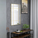 Specchio da Parete Stile Finestra 90x60 cm con Montaggio Verticale e Orizzontale in Vetro Oro      