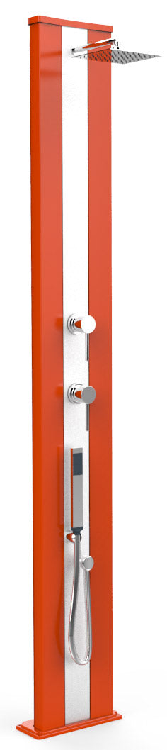 Doccia Solare da Esterno Giardino 40L Miscelatore e Doccetta Mobile Arkema Dada S Fascia Inox Arancione prezzo