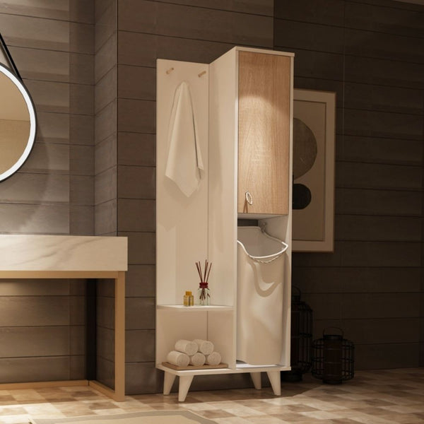 sconto Mobile bagno Kuban bianco rovere 64x30x178 cm