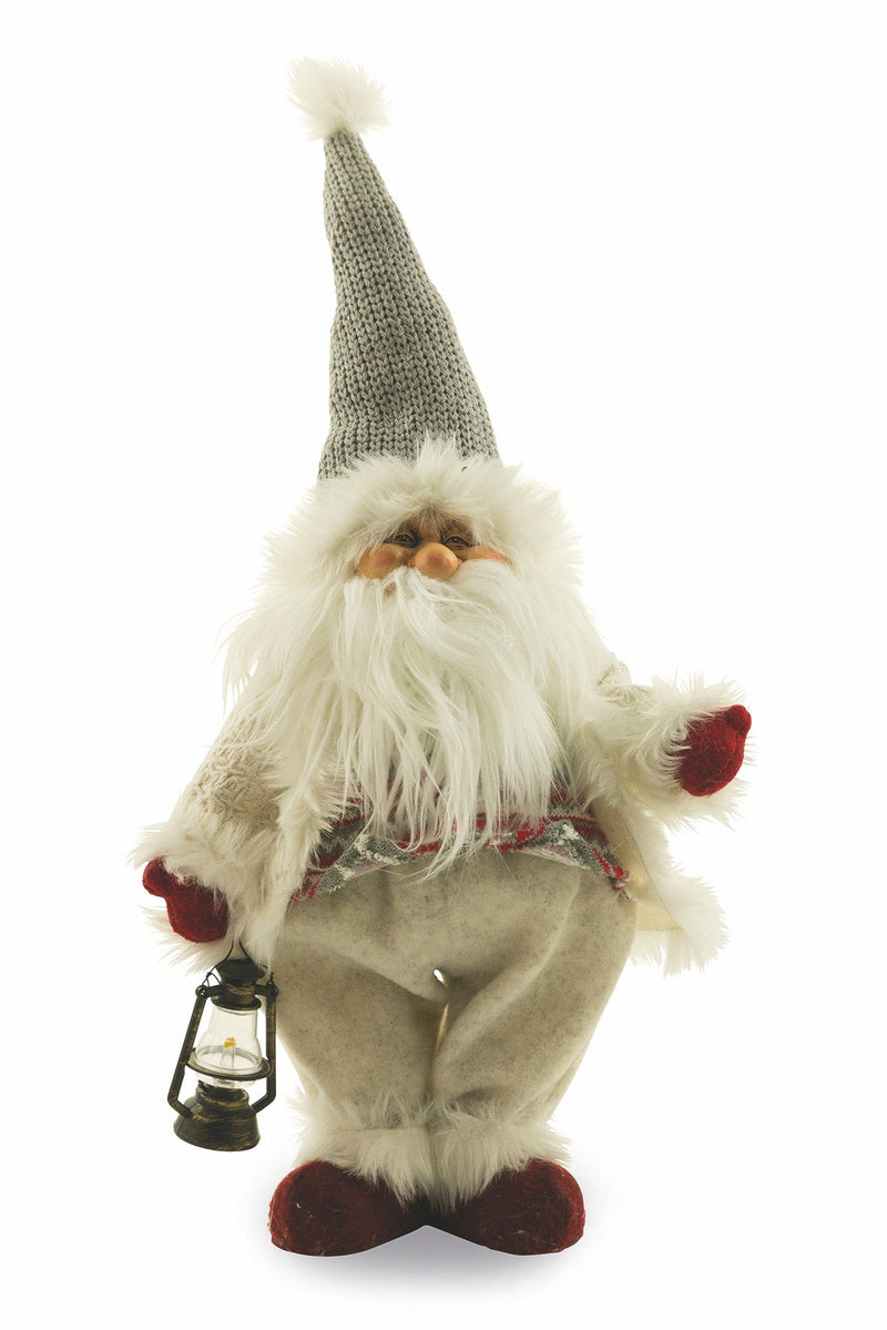 Pupazzo Babbo Natale in Tessuto Abito Bianco H60 cm Soriani