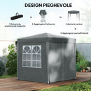Gazebo Pieghevole 2x2 m con 4 Pareti Rimovibili in Metallo e Poliestere Grigio      