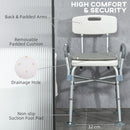 Sedia Doccia ad Altezza Regolabile con Braccioli e Cuscino Rimovibile  53,5x52x80-90 cm  Bianca