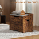Panca Contenitore da 103L Multifunzione 75x40x56 cm color Legno con Cuscino in Tessuto Grigio      