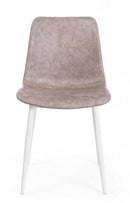 Set 2 Sedie 44x50x80 cm in Similpelle Bianco e Beige