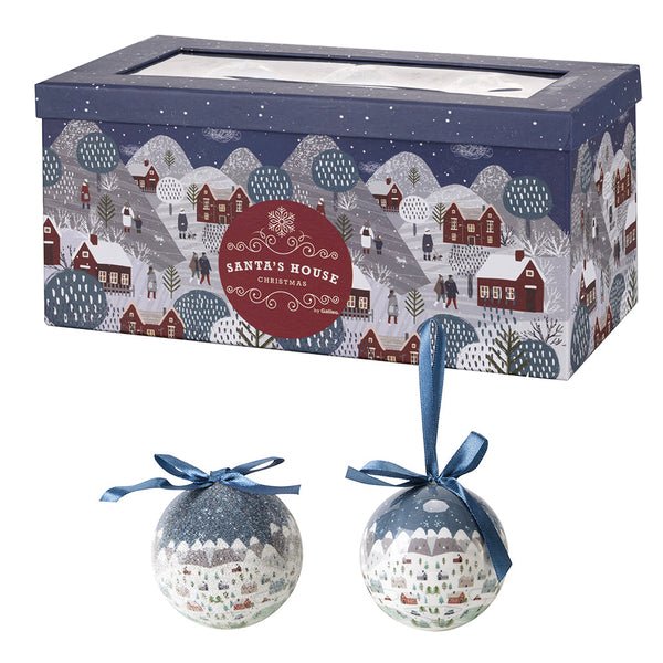 acquista Set 14 Palle di Natale Ø7,5 cm in Polyfoam con Box Bianco e Blu