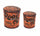 Set 2 Pouf Contenitore Tondo in MDF Moto Arancione