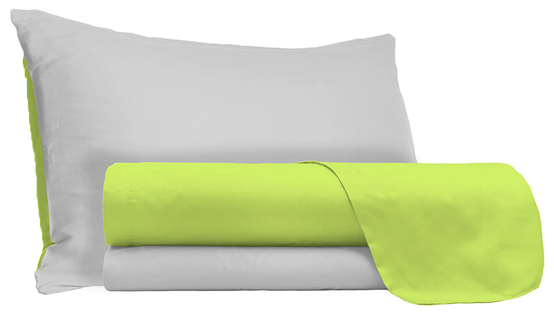 Set Lenzuola Sopra Sotto e Federe Doubleface Acido\/Grigio Chiaro Varie Misure