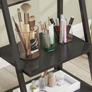 Specchio da Terra Autoportante con Ruote 42x37x155 cm in Acciaio e Legno Nero   