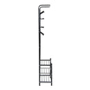 Appendiabiti Panchina per Ingresso con Scarpiera in Acciaio Nero 67x30x185 cm 