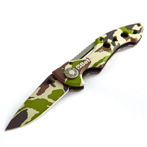 acquista Coltello a Serramanico Richiudibile Pieghevole Mimetico Militare Camouflage Beta