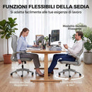 Sedia Ufficio Ergonomica Girevole 64x69,5x110-120 cm con Braccioli Ribaltabili Funzione Dondolo e Altezza Regolabile in Rete Grigio      