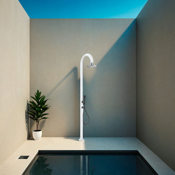 Doccia da Giardino in Alluminio Soffione I-switch Quadrato con Termometro LCD Sined Luna Alu D Bianco acquista