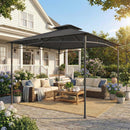 Gazebo da Giardino 300x300x285 cm con Doppio Tetto in Poliestere e Metallo Grigio Scuro      