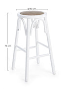 Sgabello Bar Circle Bianco in Legno