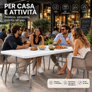 Tavolo Pieghevole da Esterno 180x74x74 cm con Piano in HDPE Effetto Legno a Valigia Bianco      
