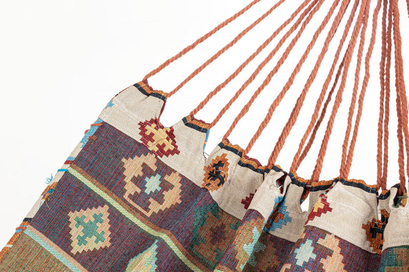 Amaca da Giardino 200x96 cm in Poli-Cotone Santander Azzurro-Beige