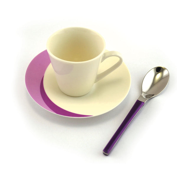 Set Caffè 3 pezzi Tazzina + Sottotazza + Cucchiaino Eme Natura Flower Viola sconto
