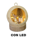 Renna metallo led dentro pallina oro cm Ø11xh15