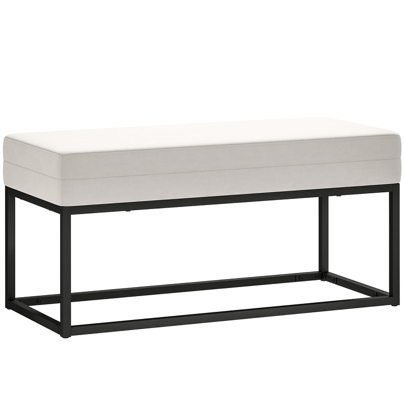 Cortesi Home Zio Contemporary Metal Entryway X- Bench in Beige Linen Fabric