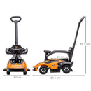 Auto Macchina Cavalcabile per Bambini Licenza Lamborghini Design 2 in 1 con Manubrio Passeggino Arancione e Nero