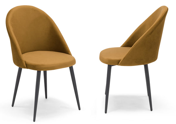 Set 2 sedie Imbottite 51x58x87 cm In Tessuto Tiffany Lola Senape online