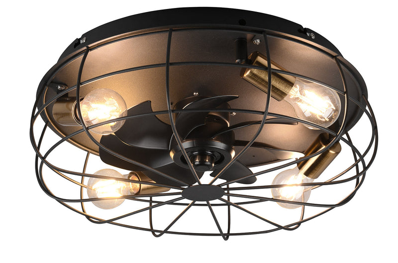 Plafoniera con Ventilatore da Interno Attacco E27 Ø50 cm Metallo Nero Opaco