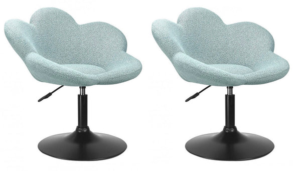 prezzo Set 2 Poltroncine da Soggiorno 69x55x69/81 cm in Schiuma Poliuretanica Fleur Nero-Acquamarina