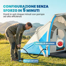 Tenda Gonfiabile 485x245x188 cm Facile da Montare 4 Persone 2 Camere da Letto in TPU e Tessuto Oxford 210D Blu      