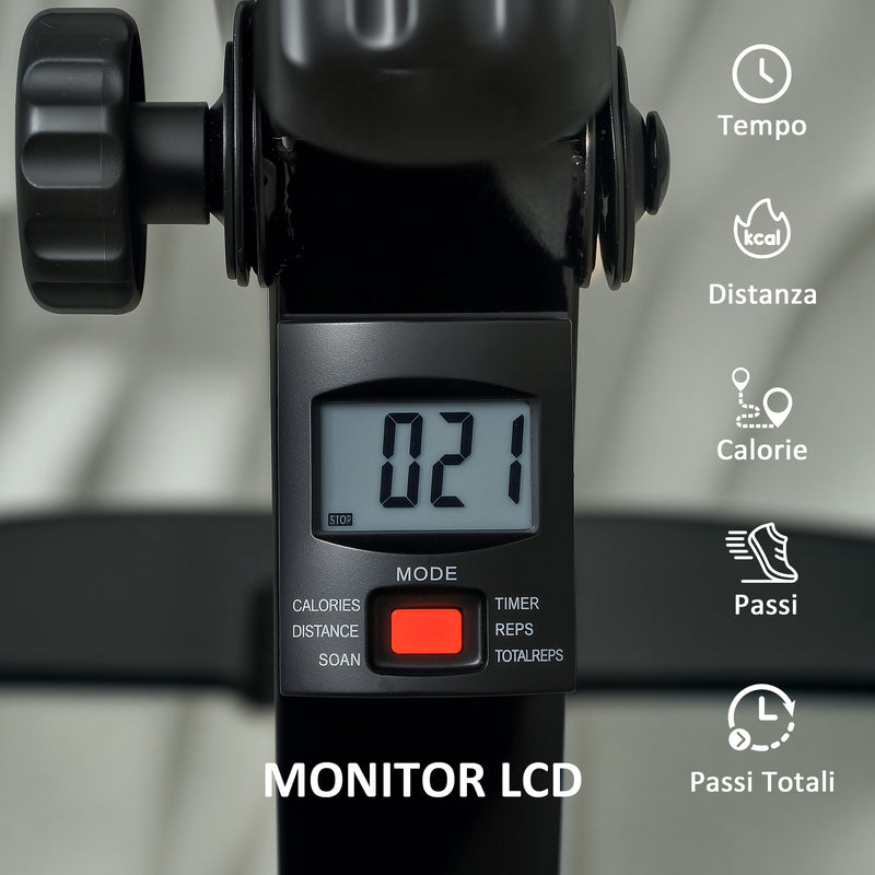 Cyclette per Riabilitazione Gambe e Braccia Design Pieghevole con Schermo LCD in Acciaio Nero  