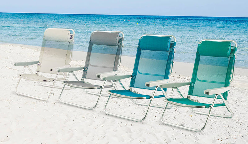 Sedia Mare Spiaggina Pieghevole con Cuscino in Alluminio Soriani Brasile Verde Acquamarina