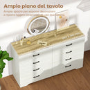 Cassettiera 8 Cassetti Moderna 140x40x86 cm in Legno Noce e Grigio Chiaro      