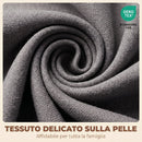 Set 2 Sedie Pranzo Imbottite 46x52x76 cm con Gambe Legno Hevea Tessuto Grigio Chiaro      