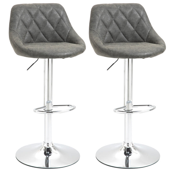 Set 2 Sgabelli da Bar 51,5x48x83-104 cm in Similpelle Grigio Scuro acquista