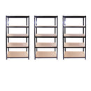 Set 3 Scaffali Senza Bulloni 90x45x180 cm in Acciaio Nero  