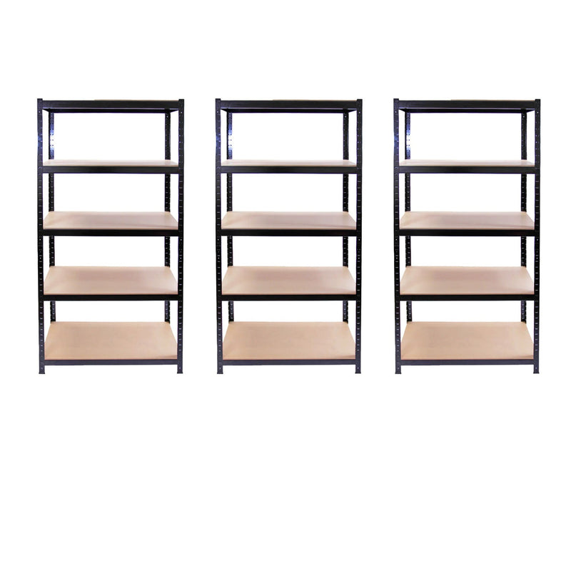 Set 3 Scaffali Senza Bulloni 90x45x180 cm in Acciaio Nero  