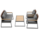 Set Salotto da Giardino Tavolino 2 Poltrone e Divano in Polyrattan con Cuscini Grigio e Marrone   