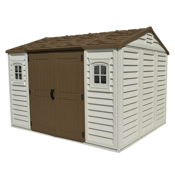 online Casetta Box da Giardino 326x240x235 cm in PVC Grigio Chiaro/Marrone