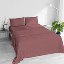 Set Lenzuola Sopra Sotto e 2 Federe Linea Water Washed Rosso Corallo