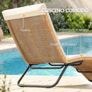 Lettino Sdraio a S da Esterno 175x57x80 cm con Cuscino in Rattan PE e Acciaio Crema      
