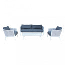 Set Salotto da Giardino Divano 2 Poltrone e Tavolino con Cuscini in Alluminio Grigio