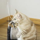 Tiragraffi per Gatti in Truciolato 44x24x16 cm con Gioco di Piume in Truciolato Peluche e Sisal Grigio