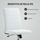 Sedia da Ufficio Ergonomica e Regolabile 58x53x97-107 cm con Schienale Ricurvo in Pelle PU e Acciaio Bianco      